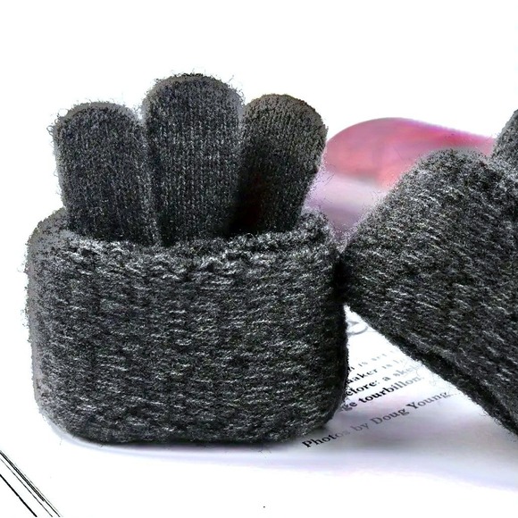 Unisex‎ Alpaca Velvet Blend Winter Thermal Driving Gloves Dark Gray Touchscreen - Picture 2 of 5